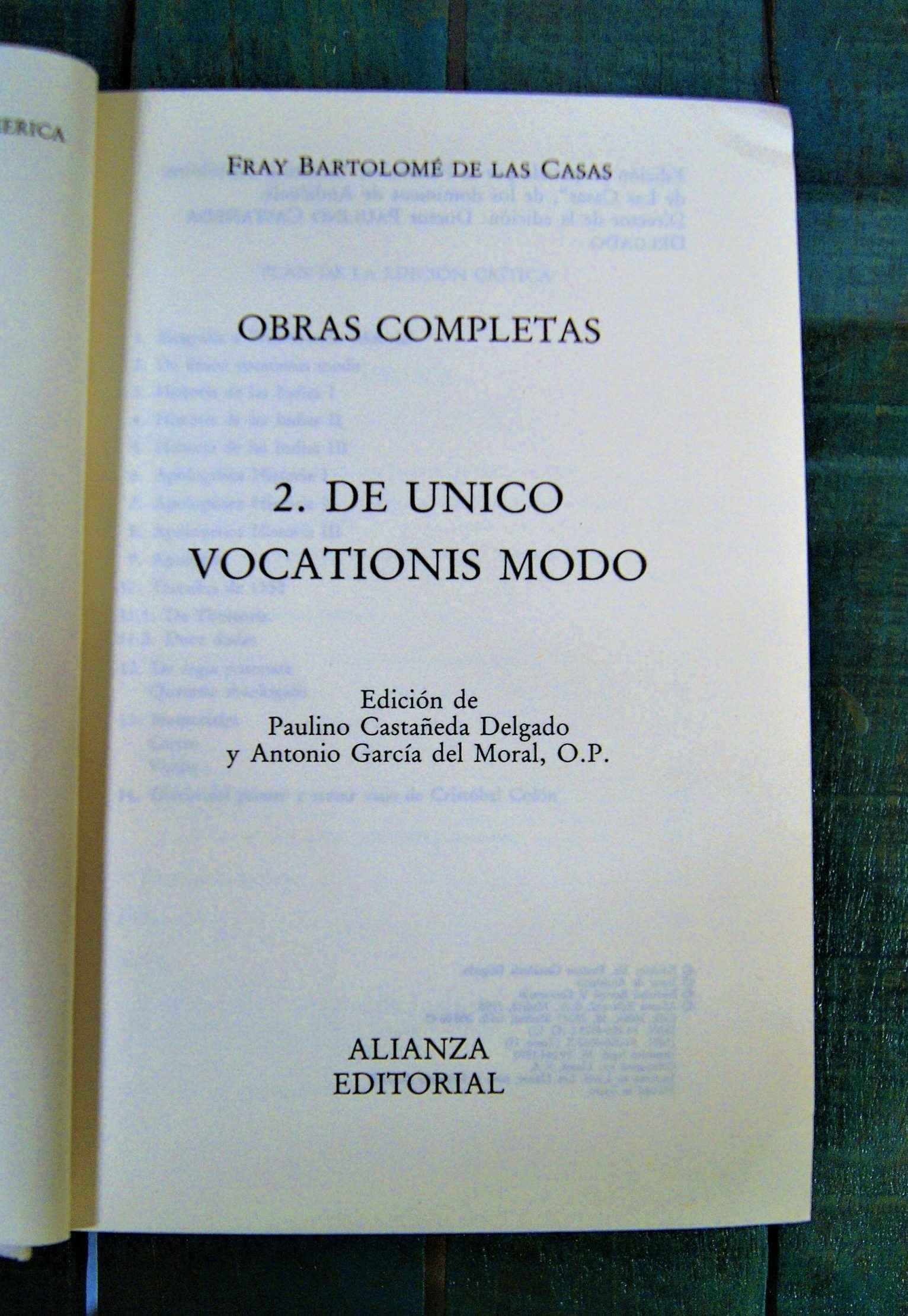 DE LAS CASAS FRAY BARTOLOMÉ. DE UNICO VOCATIONIS MODO